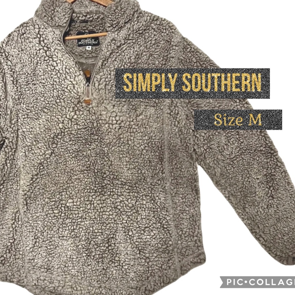 SIMPLY SOUTHERN Sherpa Pullover Quarter Zip Cozy Long Sleeves Save M Causal